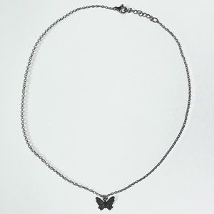 brandy melville silver stainless steel butterfly necklace